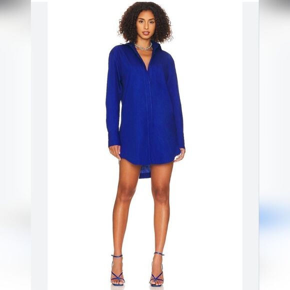 New Alix NYC Clay Poplin Shirt Dress in Cobalt Size Small - Picture 13 of 13